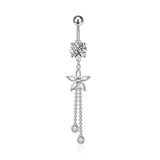 TASSEL FLOWER PETAL STAINLESS STEEL BELLY RING_CWMM9459