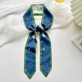 Zodiac Print Skinny Scarf For Hair And Bag Tie_Cwasc0736