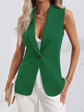 Solid Color Single Button Sleeveless Vest Coat