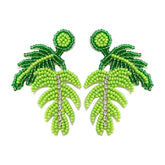 GREEN TURTLE LEAF NICHE HIGH END BEADED EARRINGS_CWAJE1653