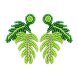 GREEN TURTLE LEAF NICHE HIGH END BEADED EARRINGS_CWAJE1653