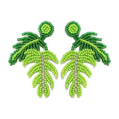 GREEN TURTLE LEAF NICHE HIGH END BEADED EARRINGS_CWAJE1653
