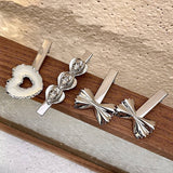 SILVER CHEESE HEART DONUT HAIRPIN DUCKBILL HAIRPIN_CWAHA4672