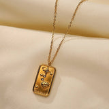 COLORFUL ZIRCON STAINLESS STEEL NECKLACE COLORFAST_CWMM8886