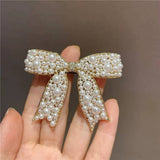PEARL BOW HAIR CLIP 5 5CM ELEGANT SPRING CLIP_CWAHA4676