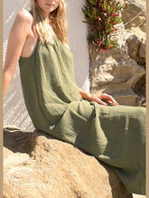 DOUBLE COTTON COTTON GAUZE LONG DRESS_CWDMD2170