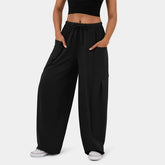 Stylish Elastic-Waist Pleated High-Waisted Pants