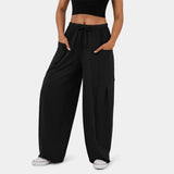 Stylish Elastic-Waist Pleated High-Waisted Pants