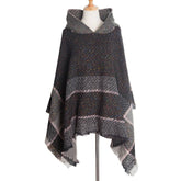 Women Herringbone Pattern Hooded Shawl_Cwasc1202