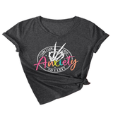 Trendy V-Neck Tee I Came Saw Print