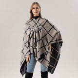 SIDE STRAP SHAWL PLAID SLIT CAPE WARM SCARF_CWASC2167
