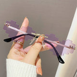 STYLISH HEART MOSAIC SUNGLASSES WITH COLORFUL_CWASG0345