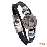 PERSONALIZED POKER BRAIDED LEATHER BRACELET_CWMM4510