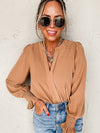 Pullover V-Neck Long-Sleeved Casual Ruffled Shirt