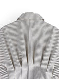 Versatile Striped Pleated Cinched Waist Shirt