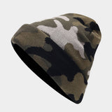 CAMOUFLAGE JACQUARD ROLLED BRIM BEANIE KNITTED HAT_CWAH2078