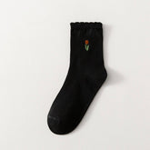 FLORAL EMBROIDERED COTTON SOCKS_CWMS0510