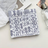 Floral Cotton Linen Square Scarf For Women_Cwasc1413