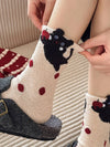 Warm Red Wool Thick Crew Socks For Women_Cwms03294