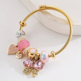Trendy Adjustable Butterfly Heart Steel Bracelet_Cwmm8599