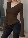 Waist Closed With Irregular Hem Base Shirt