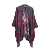 CAMOUFLAGE STRIPED WARM SPLIT SHAWL CLOAK_CWASC0284