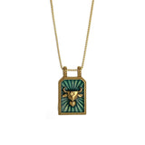 Vintage Square Zodiac Necklace With Enamel_Cwmm8840
