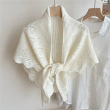 KNIT TRIANGLE SHAWL WRAP FOR SUMMER AIR ROOMS_CWASC0845