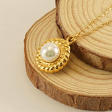 18K GOLD PLATED SUNFLOWER PEARL NECKLACE_CWAJE0694