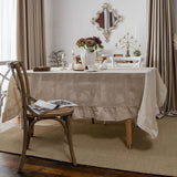 HOME PLAIN RUFFLED POLYESTER AND LINEN TABLECLOTH_CWMM0967