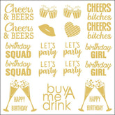 GOLD FOIL BIRTHDAY PARTY METALLIC TATTOO STICKERS_CWMM8251