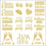 GOLD FOIL BIRTHDAY PARTY METALLIC TATTOO STICKERS_CWMM8251