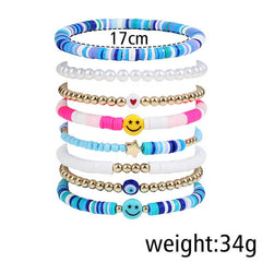 POLYMER CLAY HEART SMILEY FACE BRACELET SET_CWMM3515