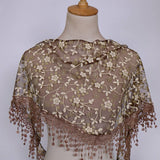 SPRING AND AUTUMN FLORAL HOLLOW LACE TRIANGLE VEIL_CWMM1984