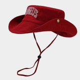 EMBROIDERED COTTON COWBOY SUN HAT WITH CHIN STRAP_CWAH3823