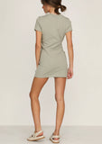 Solid Color Short-Sleeved Dress With Hem Lace