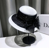 HEPBURN STYLE COLOR BLOCK RETRO SUN HAT_CWAH1451