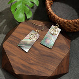 FASHIONABLE BLACK SHELL TRAPEZOID EARRINGS_CWMM4269