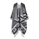SHAWL FAUX CASHMERE CAPE FRINGED CAPE_CWASC2248