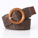 Cwabe0932_Fashionable Braided Wooden Buckle Belt