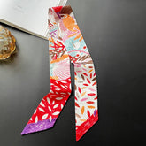Narrow Decorative Silk Scarf With Tieable Bow_Cwasc0741