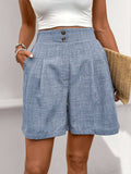 Solid Colored Shorts With Loose Casual Buttons