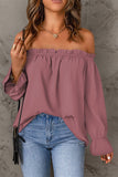 Solid-Color Pullover Sexy Off-The-Shoulder Shirt