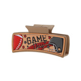Football Letters Pu Leather Hair Clip Accessories_Cwasc1614