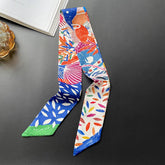 Narrow Decorative Silk Scarf With Tieable Bow_Cwasc0741