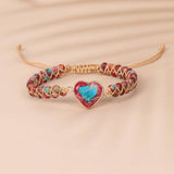 HEART SHAPED CHARM NATURAL STONE WOVEN BRACELET_CWAJE3915