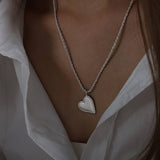 HEART TITANIUM STEEL PENDANT EARRINGS NECKLACE_CWAJE1093