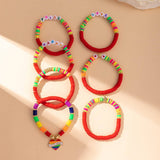 RAINBOW MULTI LAYERED CLAY LETTER BRACELET SET_CWMM3545