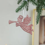 PINK GOLD GLITTER XMAS TREE HANGING DECORATION_CWMM9761