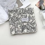 Floral Cotton Linen Square Scarf For Women_Cwasc1413